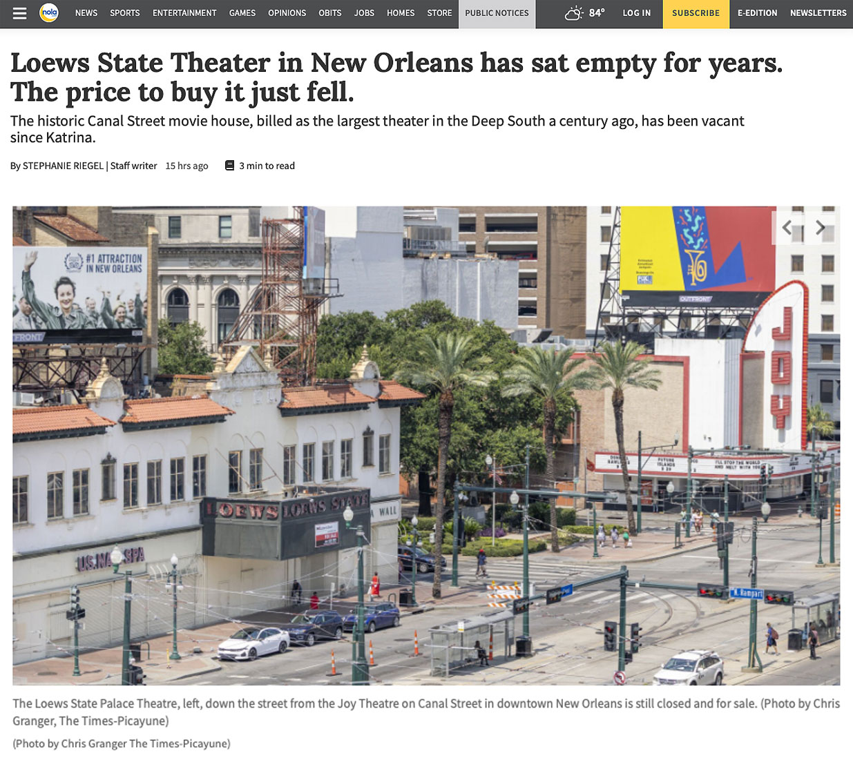 Loews State Theater in New Orleans has sat empty for years. The price to buy it just fell.